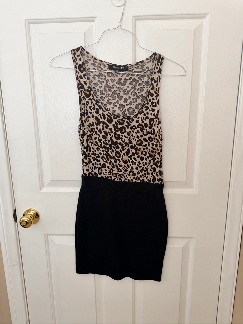 Forever 21 Leopard-Print Tank Mini Dress in Tan and Black